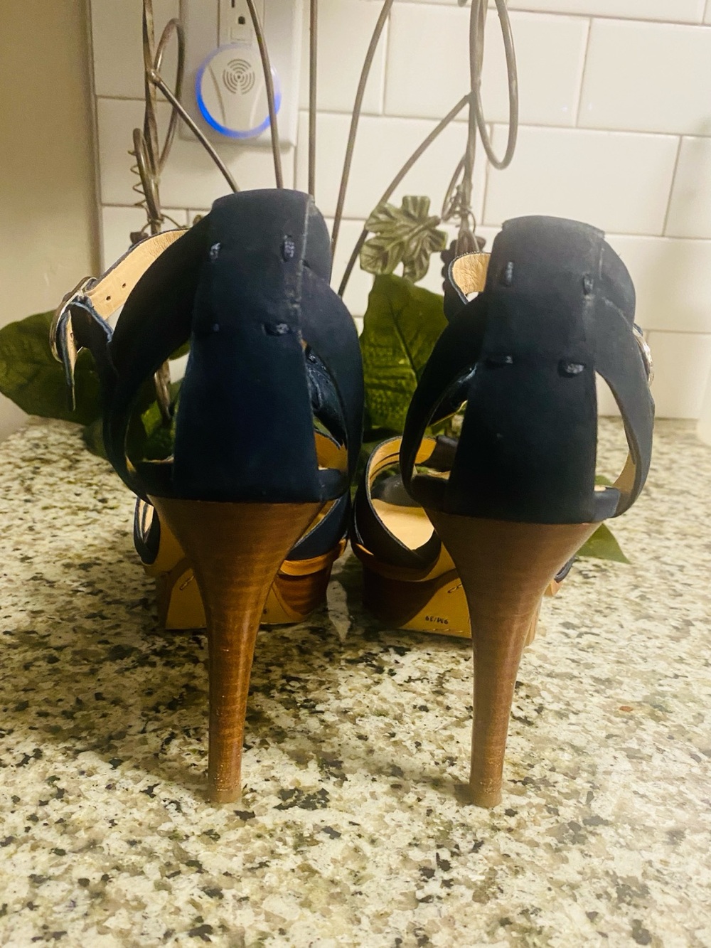 Vince Camuto Navy Strappy Open-Toe Platform Sandals - Picture 4 of 5